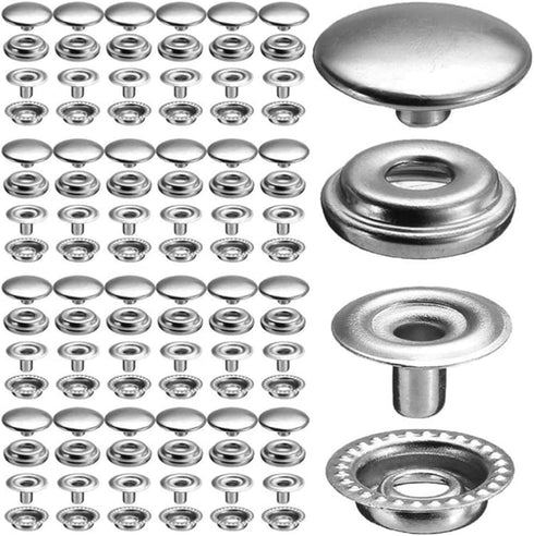 APRUNM 100 Pieces of Stainless Steel snap Set 15 Pieces of mm snap Button snap Cap with Pliers and 3 Pieces of Tools for Canvas Bag Leather DIY Cr...