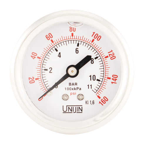 P251 Series 2" Dial, Oil Filled Pressure Gauge w/Brass Internals, 0-160 PSI/kPa, ±1.6% Accuracy, 1/4" NPT, Back Mount...