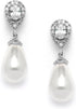 Mariell Pearl Bridal Wedding Drop Earrings with CZ Crystals for Brides, Bridesmaids, Birthday Gift...