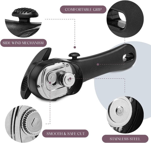 Bellemain Stainless Steel Can Opener – Manual Can Opener For seniors - Ergonomic Smooth edge Can Opener Hand Held Heavy Duty – Easy to use can ope...