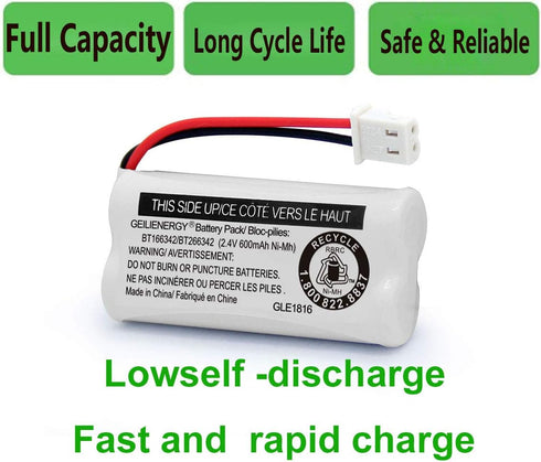 GEILIENERGY BT162342 BT262342 Battery Compatible with BT183342 BT283342 BT166342 BT266342 VTech CS6114 CS6419 CS6719 at&T EL52300 CL80111 Cordless...