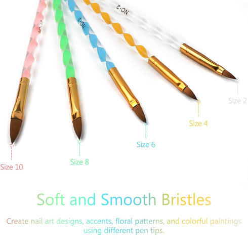 Nail Art Clean Up Brushes, 5 Pcs Painting Brushes for Nails with Flat/Oval/Fine Angled Gel Nail Brushes,Nail Brushes for Cleaning Nail Polish Mist...