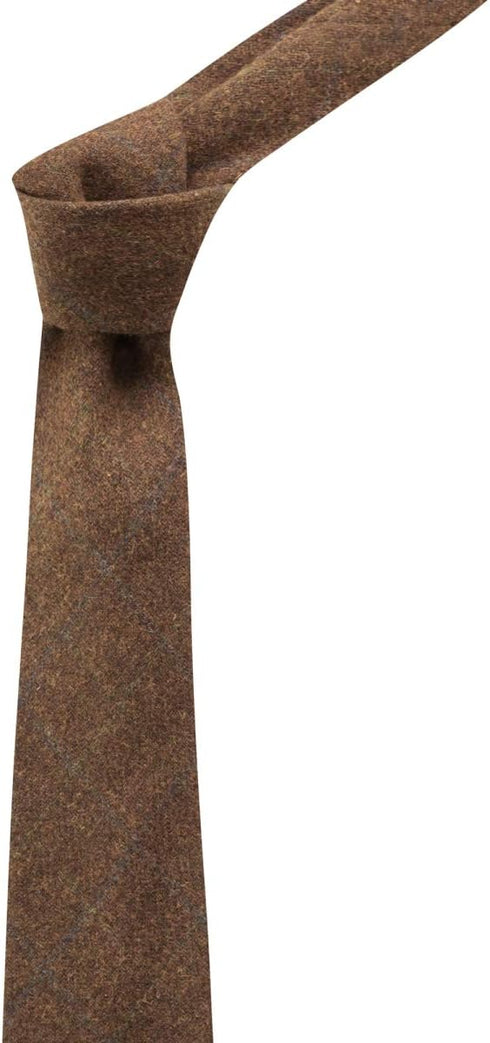 King & Priory Heritage Check Cedar Brown Necktie...
