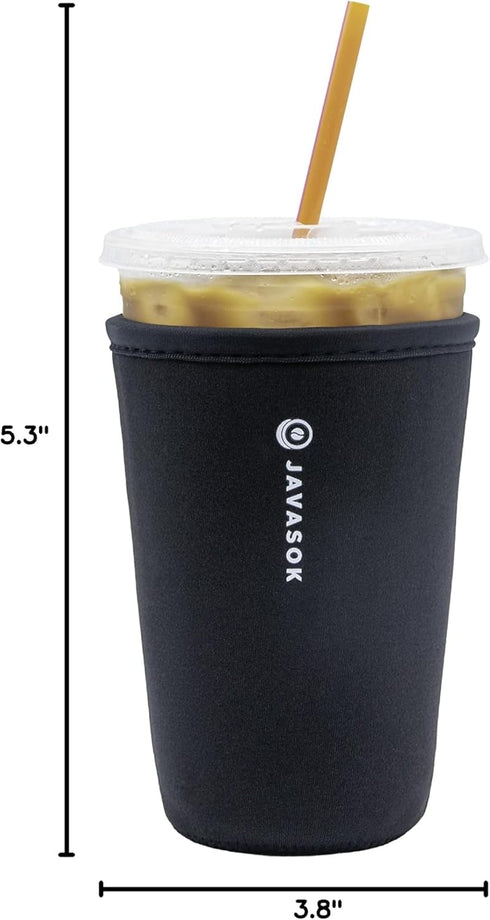 Sok It JavaSok Iced Coffee & Cold Soda Insulated Neoprene Cup Sleeve (Black, Medium: 22-28oz)...