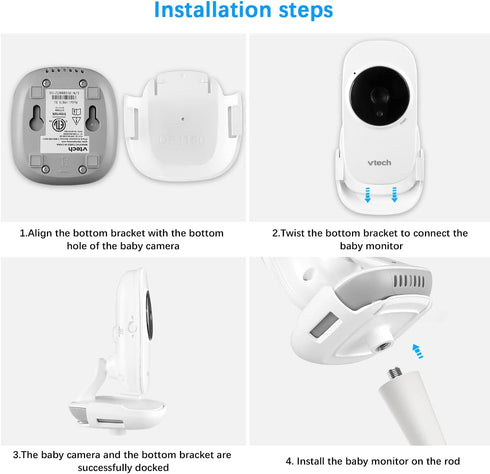 Flexible Twist Mount for VTech VM819/VM3252 Baby Monitor Without Tools or Wall Damage...