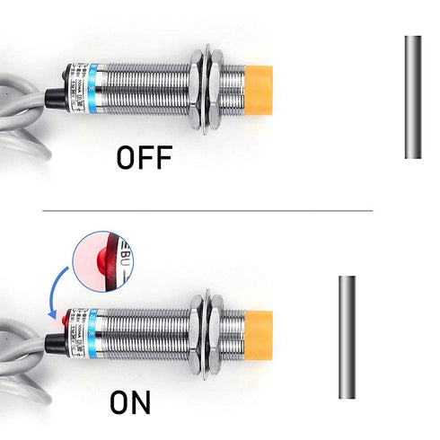 2pcs 8mm Inductive Proximity Sensor Detecting Distance Approach Sensor Cylinder Proximity Switch NPN NO DC 6-36V 300mA 3-Wire (Diameter 18mm)...
