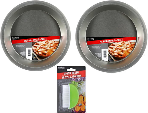 Cooking Concepts,set of 2 pie pans, quiche pan, pastry, pie pans for baking 9 in,pie baking pan, pumkin pie pan, Free veggie/fruit brush included...