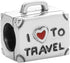 I Love To Travel Charm Solid 925 Sterling Silver Suitcase Charm with Red Enamel Heart for Pandora Bracelet...