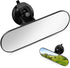 1 PC Car Interior Rearview Mirror, 8.66" x 2.55" Strong Adhesive Suction Cup HD Windshield Rear Flat Glass Mirror, Decorative Modification Accesso...