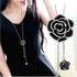 Cathercing Rhinestone Black Rose Pendant Long Necklace for Women Sweater Chain Statement Necklace Choker Adjustable Elegant Jewelry Crystal Access...