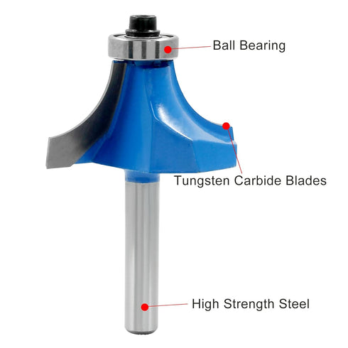 1" Radius Roundover Router Bit with 1/4" Shank, Roundover Edging Router Bit Corner Rounding Edge Forming Bit for Woodworking Edge Processing, Blue...