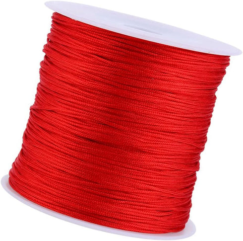 100M x 0.8mm Nylon Chinese Knot Cord Rattail Macrame Shamballa Thread String Beading Thread Chinese Knot Braided (Red)...