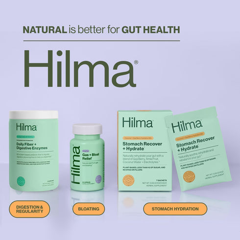 Hilma Daily Fiber + Digestive Enzymes – Fiber Supplement Powder with Prebiotics & Enzymes Formulated with Psyllium Husk & Acacia - Gluten Free, Ve...