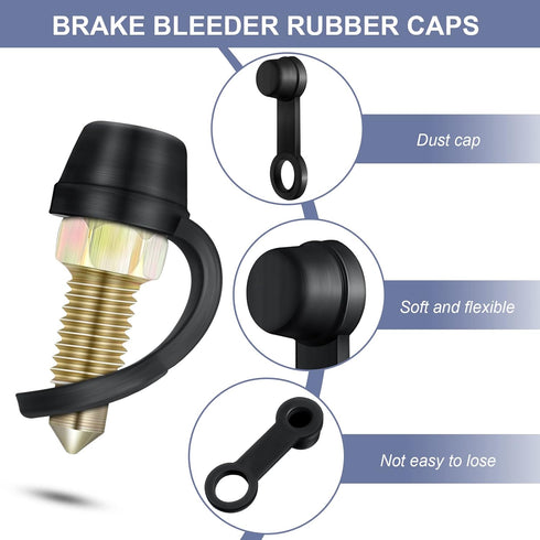 24 Pack Brake Bleeder Cap Rubber Grease Fitting Caps Black Brake Dust Cover Car Zerk Covers Small Automotive Brake Bleeder Screw Caps for Cars Bic...