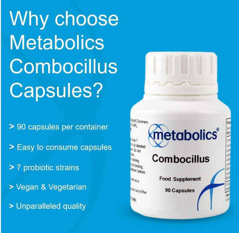 Combocillus Capsules | 7 Key Strains Of Good Bacteria | 10 Billion Live Bio Cultures | Vegan Capsules Made In The UK | Pot Of 90 Capsules | L Bulg...