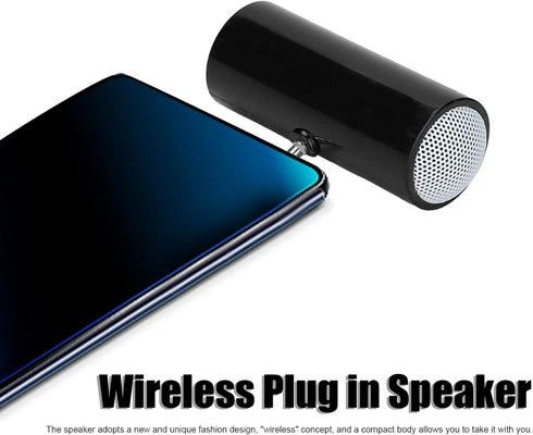 Portable Speaker, 3.5 mm Jack Stereo Battery Powered Wireless Plug in Speaker, Mini Portable Speaker for Mobile Phones and Tablets, (Black)...