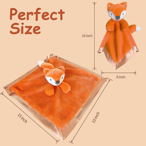 Fox Baby Security Blanket Loveys for Babies Boys Girls, 15" Soft Lovies for Babies, Fox Security Blanket with Stuffed Animal, Baby Gifts for Toddl...