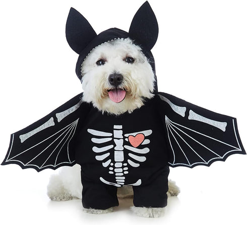 Dog Halloween Costume Pet Bat Clothes Puppy Halloween Cosplay Hoodies Cat Skull Shirts (L)...