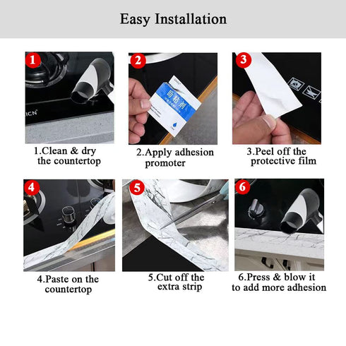 2PC Caulk Tape White Marble, 1.5''x10.5Ft PVC Waterproof Sealing Strip for Toilet, Self Adhesive Caulk Strip, Caulking Tape for Bathtub, Kitchen S...