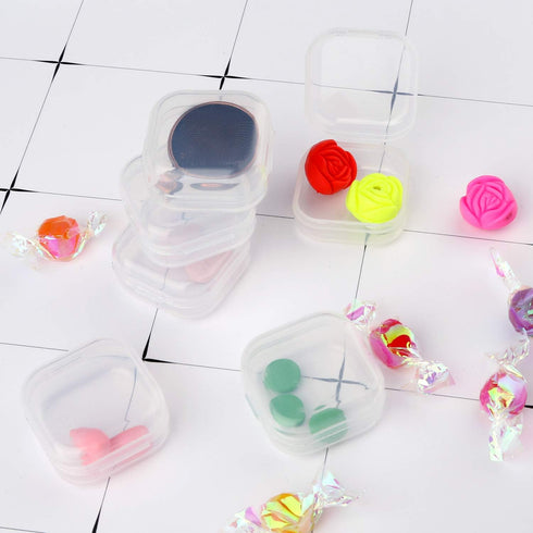 Plastic Beads Storage Containers - Mini Clear Square Box Empty Case with Lid for Earplugs, Pills, Jewelry, Hardware or Any Other Small Craft Gadge...