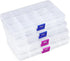 Opret 15 Grids Bead Organizer(4 Pack), Earring Organizer Box, SMALL Plastic Clear Organizing Containers with Adjustable Dividers for Crafts Jewelr...