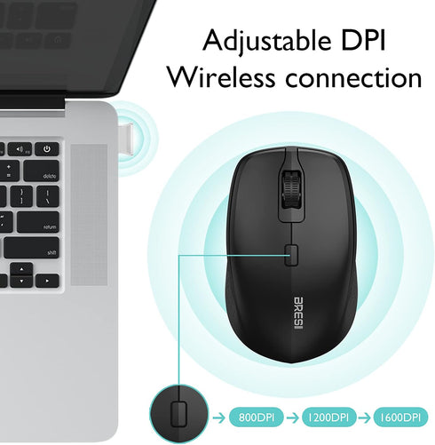 Ergonomic Bluetooth Mouse and Mouse Pad for Laptop, Silent Mouse with 3-Levels DPI, USB Nano Receiver for Android PC Notebook Computer Mac-Black...