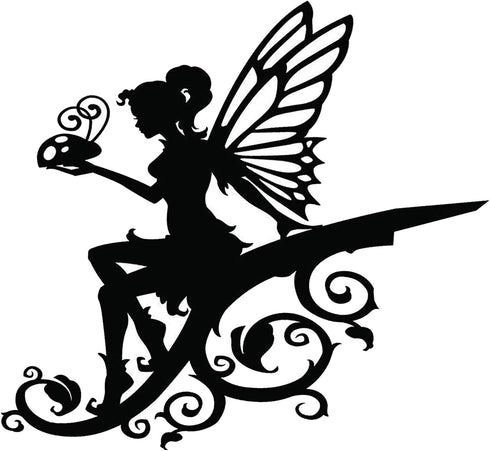Fairy Garden Art, Yard Flower Fairy Metal Decor, Silhouette Sculpture Backyard Hanging Tree, Ornaments for Outdoor Garden Home Yard Lawn, Branch D...