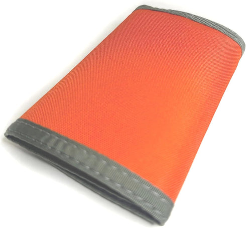 Trifold Wallet w/Inside ID. Hook n Loop Closure. Made in USA (Bright Orange w/Foliage Trim)...