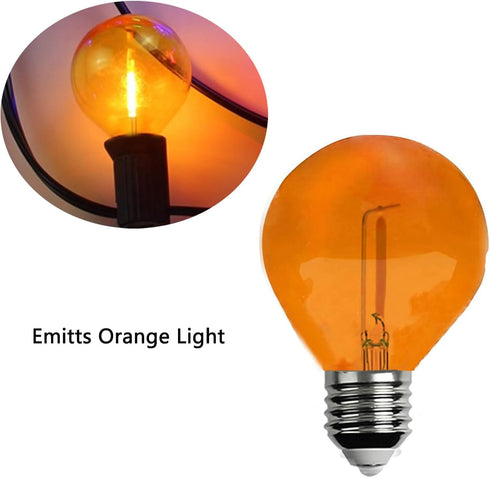 G40 Replacement Light Bulbs Orange 1W Shatterproof Plastic LED Globe Bulbs G40 LED String Lights Replacement Bulb E12/C7 Candelabra Base for Indoo...