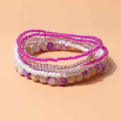 6 Sets Stackable Multi Layer Bohemian Bead Bracelet Layered Stretch Bangles Bracelets Colorful Jewelry...