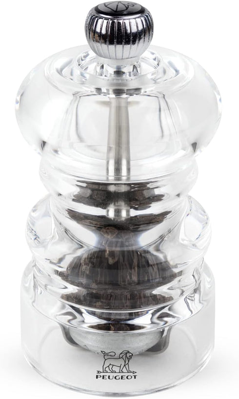 Peugeot - Nancy Manual Pepper Mill - Transparent Adjustable Grinder - Acrylic, Clear, 3.5 inches...
