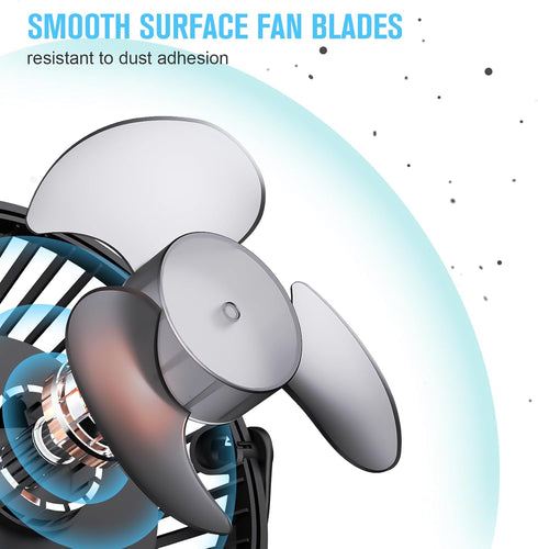 HONYIN 720° Rotation Small Desk & Clip on Fan with Sturdy Clamp, 3 Speeds, Quiet Little Personal Cooling Fan by USB Plug In, for Bedroom Office De...