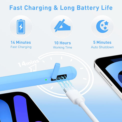 Uogic Stylus Pen for iPad, 14Mins Fast Charging & Palm Rejection & Bluetooth, Active Pencil Compatible with (2018-2023) Apple iPad Pro 11/12.9", i...