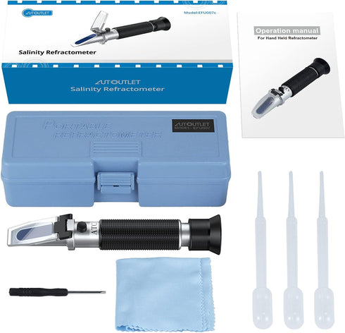 AUTOUTLET Salinity Refractometer Saltwater Aquarium for Seawater, Pool, Tank, Marine, Fishkeeping, 0-100PPT & 1.000-1.070 Salinity Tester with ATC...