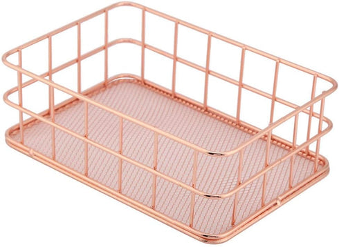 Iron Storage Basket Makeup Small Things Organizer Storage Holder Desktop Decor Iron Box Rose Gold 4 Size(C)...