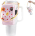 Water Bottle Pouch with Charm and Handle,Silicone Water Bottle Carrier Bag with Strap,Stanley Cup Accessories,Tumbler Pouch,Compatible with Stanle...