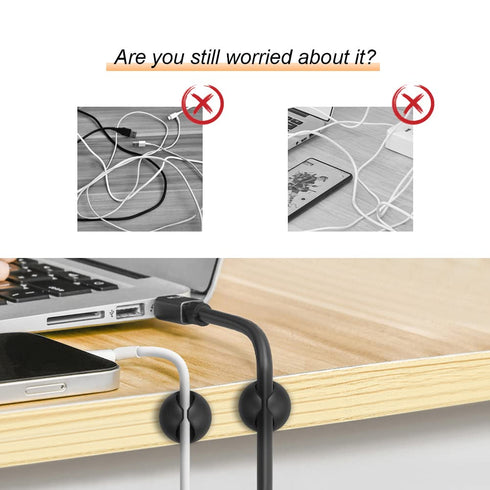 Shintop Cord Organizer, 6 pack Black Charger Holder Cable Clips Wire Clips for Organizing Desk Nightstand Car Phone Charger...