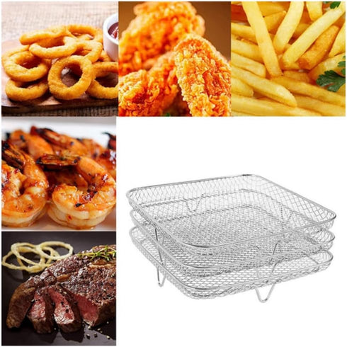 8 inch Air Fryer Accessories? Square Air Fryer Rack, Air Fryer Three Stackable Racks for Gowise Phillips USA Cozyna Ninjia Airfryer,Air Fryer Rack...