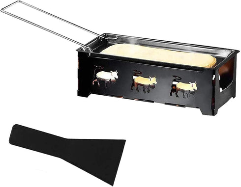 Cheese Raclette Set, Portable Candlelight Raclette Pan Foldable Non-Stick Rotaster Baking Tray Stove Set with Spatula Home Kitchen Grilling Tool...