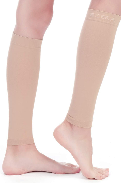 BSERA Calf Compression Sleeve Women, 2 Pairs 15-20mmHg Calf Support Footless Compression Socks Stockings for Shin Splints, Varicose Veins, Recover...
