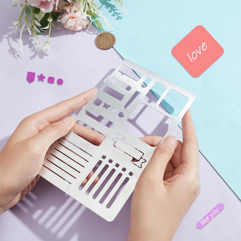 Bookmark Metal Journal Stencil 4X7" Stainless Steel Painting Stencils Kit Metal Frame Drawing Stencil Templates for DIY Engraving Painting Scrapbo...