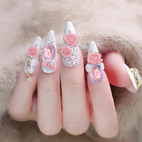 Colorful Rose Flower 3D Nail Rhinestone Jewelry Mixed Pearl Beads Nail Arts Charms Party DIY Craft Supplies...