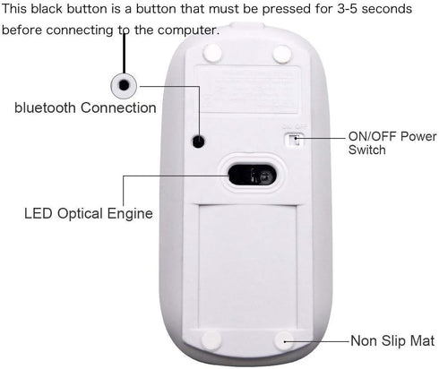 KLO Bluetooth Mouse for MacBook/MacBook air/Pro/iPad, Wireless Mouse for Laptop/Notebook/pc/iPad/Chromebook (BT/B White)...