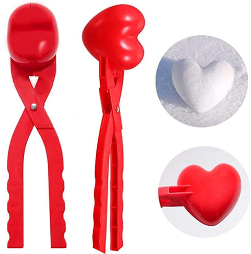 Red Winter Snowball Maker Clips, Duck Heart Shaped Snow Ball Maker Clamps, Outdoor Winter Play Snow Sand Mold Tools for Sandboxes and Beach Tool S...