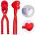 Red Winter Snowball Maker Clips, Duck Heart Shaped Snow Ball Maker Clamps, Outdoor Winter Play Snow Sand Mold Tools for Sandboxes and Beach Tool S...