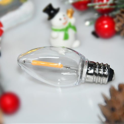25 Pack LED C7 Light Bulbs - Clear Glass LED E12 LED Night Light Bulbs, 0.6W Equivalent to 7W, for Candles Chandeliers Replacement Bulbs & Christm...