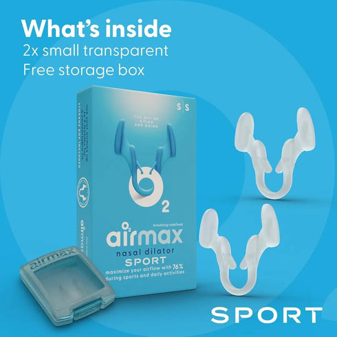 Airmax Sport Nasal Dilator - Breathing aids for Working Out - Small - Vacation Essentials - Fitness, Running, Pilates - Gym Equipment - Transparen...