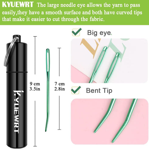 KYUEWRT 10Pcs Yarn Darning Tapestry Needle,Large Big Eye Weaving Needle Bent Needles with Aluminum Storage Tube......