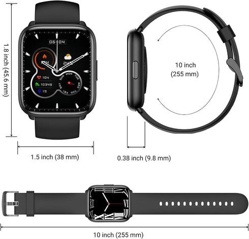 Smart Watch for Men Women, 1.8" Touch Screen, 100+ Sport Mode Activity Fitness Tracking Watch with Heart Rate SpO2 Monitor, 5ATM Waterproof Swim W...
