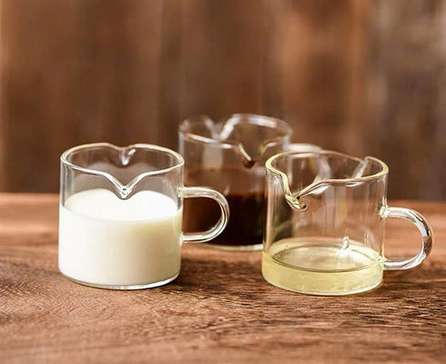 BCnmviku Shot Glasses Espresso Parts Double Spouts Milk Cup Clear Glass (Clear Glass-2Pack)...